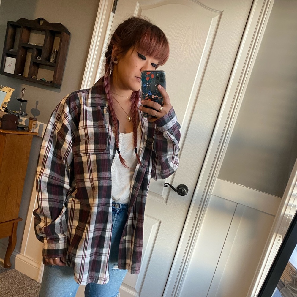 • purp oversized flannel